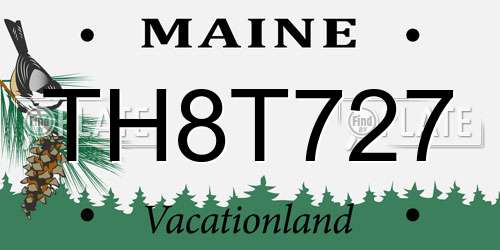 TH8T727 Maine License Plate