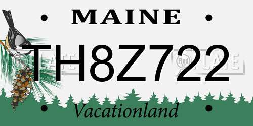 TH8Z722 Maine License Plate