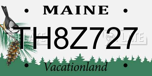 TH8Z727 Maine License Plate