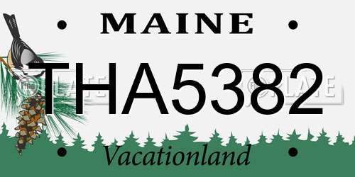 THA5382 Maine License Plate
