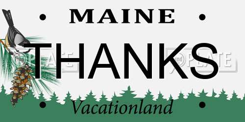THANKS Maine License Plate