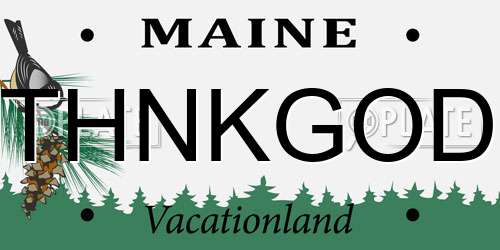 THNKGOD Maine License Plate