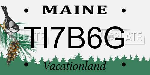 TI7B6G Maine License Plate
