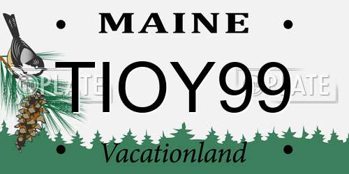 TIOY99 Maine License Plate