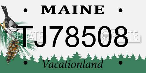 TJ78508 Maine License Plate
