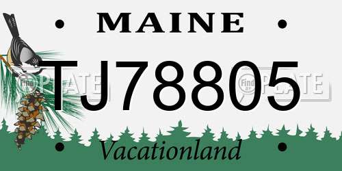 TJ78805 Maine License Plate