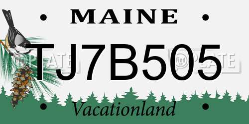 TJ7B505 Maine License Plate