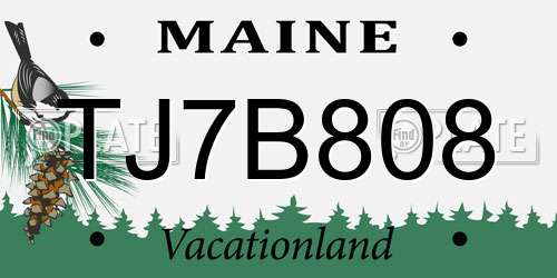 TJ7B808 Maine License Plate