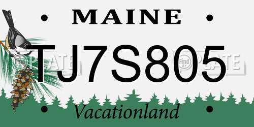 TJ7S805 Maine License Plate