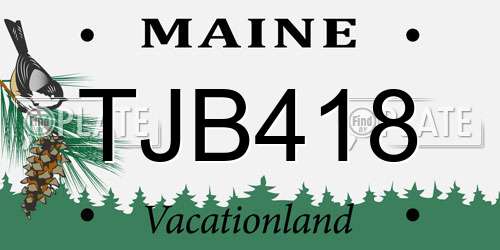 TJB418 Maine License Plate