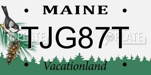TJG87T Maine License Plate
