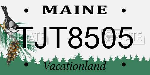 TJT8505 Maine License Plate
