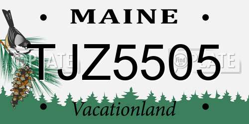 TJZ5505 Maine License Plate