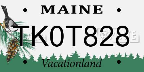 TK0T828 Maine License Plate