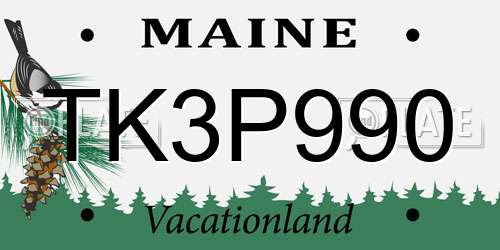 TK3P990 Maine License Plate