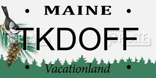 TKDOFF Maine License Plate
