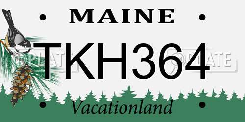 TKH364 Maine License Plate