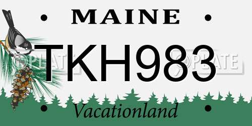 TKH983 Maine License Plate