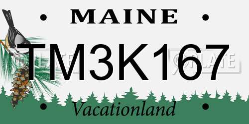 TM3K167 Maine License Plate