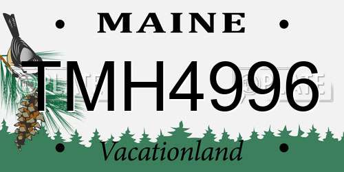 TMH4996 Maine License Plate