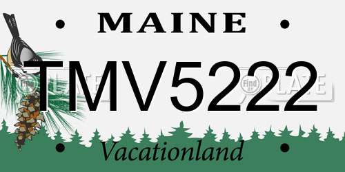 TMV5222 Maine License Plate