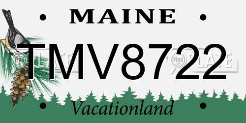TMV8722 Maine License Plate