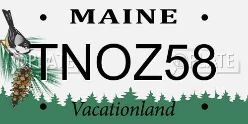 TNOZ58 Maine License Plate