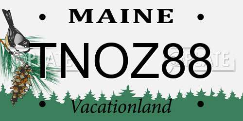 TNOZ88 Maine License Plate