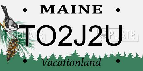 TO2J2U Maine License Plate
