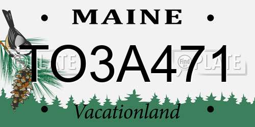 TO3A471 Maine License Plate