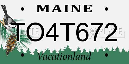 TO4T672 Maine License Plate