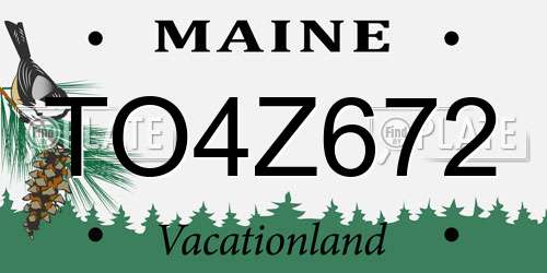 TO4Z672 Maine License Plate