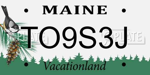 TO9S3J Maine License Plate