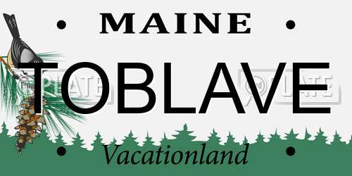 TOBLAVE Maine License Plate