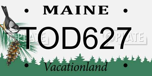 TOD627 Maine License Plate