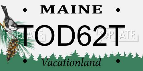TOD62T Maine License Plate