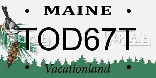TOD67T Maine License Plate