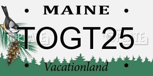 TOGT25 Maine License Plate