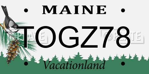 TOGZ78 Maine License Plate