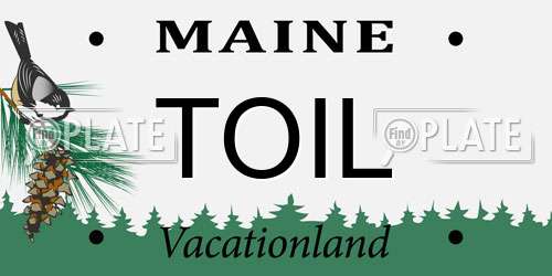 TOIL Maine License Plate