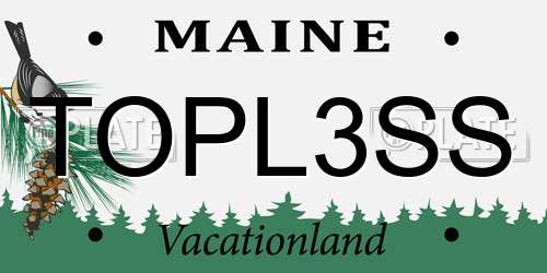 TOPL3SS Maine License Plate