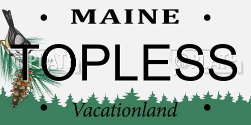 TOPLESS Maine License Plate