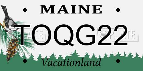 TOQG22 Maine License Plate