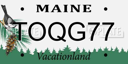 TOQG77 Maine License Plate