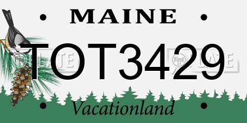 TOT3429 Maine License Plate