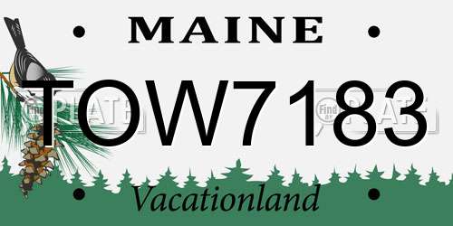 TOW7183 Maine License Plate