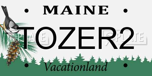 TOZER2 Maine License Plate