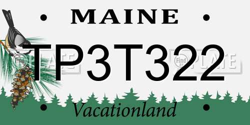 TP3T322 Maine License Plate