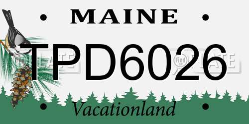 TPD6026 Maine License Plate