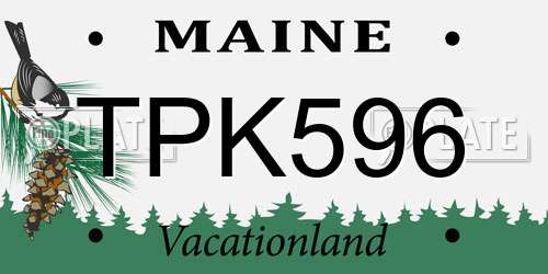 TPK596 Maine License Plate